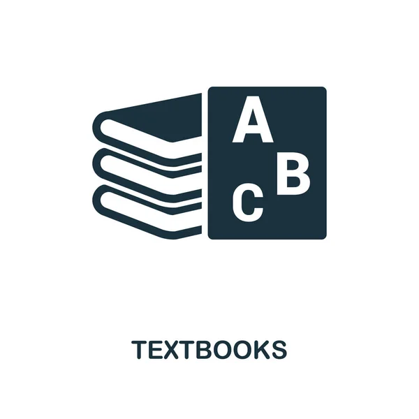 Textbooks icon. Monochrome style icon design from school icon collection. UI. Illustration of textbooks icon. Pictogram isolated on white. Ready to use in web design, apps, software, print. — Stock Vector