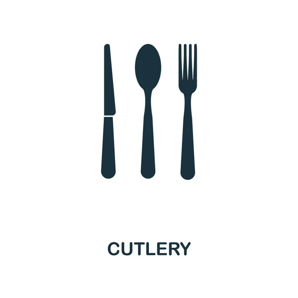 餐具图标。单色风格的图标设计从膳食图标集合。威尔餐具图标的插图。在白色查出的象形文字。可在网页设计、应用程序、软件、打印中使用. — 图库照片