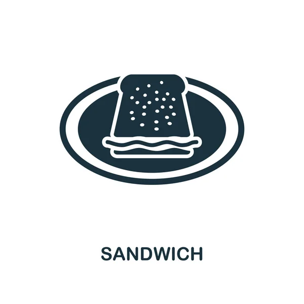 Sandwich icon. Monochrome style icon design from meal icon collection. UI. Illustration of sandwich icon. Pictogram isolated on white. Ready to use in web design, apps, software, print. — Stock Vector