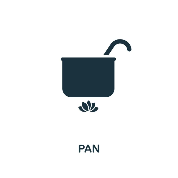 Pan-Symbol. Monochromes Stil-Icon-Design aus der Mahlzeitensymbolsammlung. ui. Illustration des Pansymbols. Piktogramm auf weiß isoliert. einsatzbereit in Webdesign, Apps, Software, Print. — Stockvektor