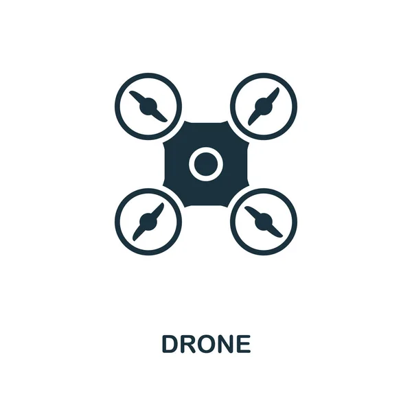 Icona del drone. Design di icone in stile monocromatico dalla collezione di icone dei dispositivi intelligenti. Interfaccia utente. Illustrazione dell'icona del drone. Pittogramma isolato su bianco. Pronto per l'uso in web design, applicazioni, software, stampa . — Foto Stock