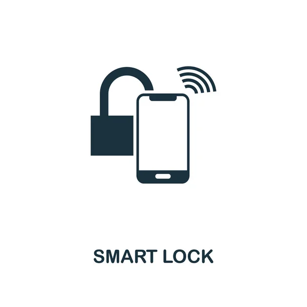 Icône Smart Lock. Conception d'icône de style monochrome de la collection d'icônes des appareils intelligents. L'assurance chômage. Illustration de l'icône de la serrure intelligente. Pictogramme isolé sur blanc. Prêt à l'emploi dans la conception web, applications, logiciels, impression . — Image vectorielle