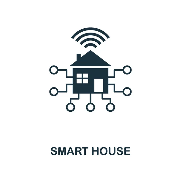 Ícone da casa inteligente. Design de ícone de estilo monocromático da coleção de ícones de dispositivos inteligentes. UI. Ilustração do ícone da casa inteligente. Pictograma isolado em branco. Pronto para usar em web design, aplicativos, software, impressão . — Vetor de Stock