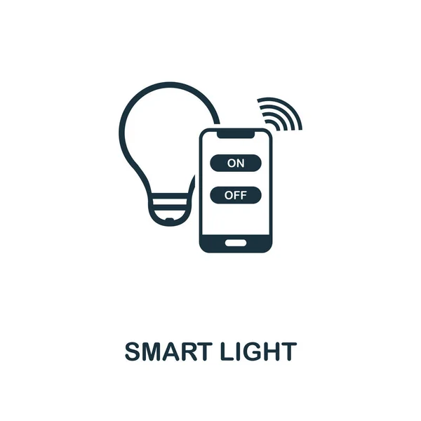 Ícone de luz inteligente. Design de ícone de estilo monocromático da coleção de ícones de dispositivos inteligentes. UI. Ilustração do ícone de luz inteligente. Pictograma isolado em branco. Pronto para usar em web design, aplicativos, software, impressão . — Vetor de Stock