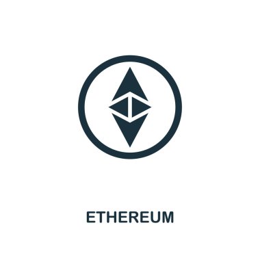 Ethereum simgesi. Tek renkli stil tasarım Kripto para birimi simgesi koleksiyonundan. UI. Piksel mükemmel basit piktogram ethereum simgesi. Web Tasarım, apps, yazılım, yazdırma kullanımı.