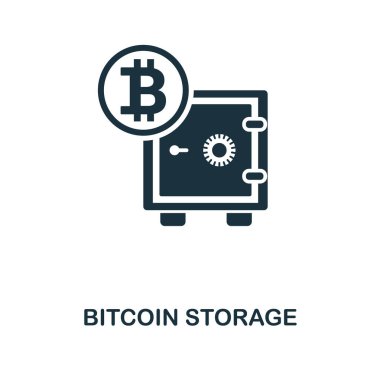 Bitcoin depolama simgesini. Tek renkli stil tasarım Kripto para birimi simgesi koleksiyonundan. UI. Piksel mükemmel basit piktogram bitcoin depolama simgesini. Web Tasarım, apps, yazılım, yazdırma kullanımı.