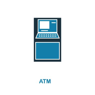 ATM simgesi. Basit öğe örnek. ATM piksel mükemmel simgesi tasarım para koleksiyonundan. Web tasarım, apps, yazılım, yazdırma için kullanma.