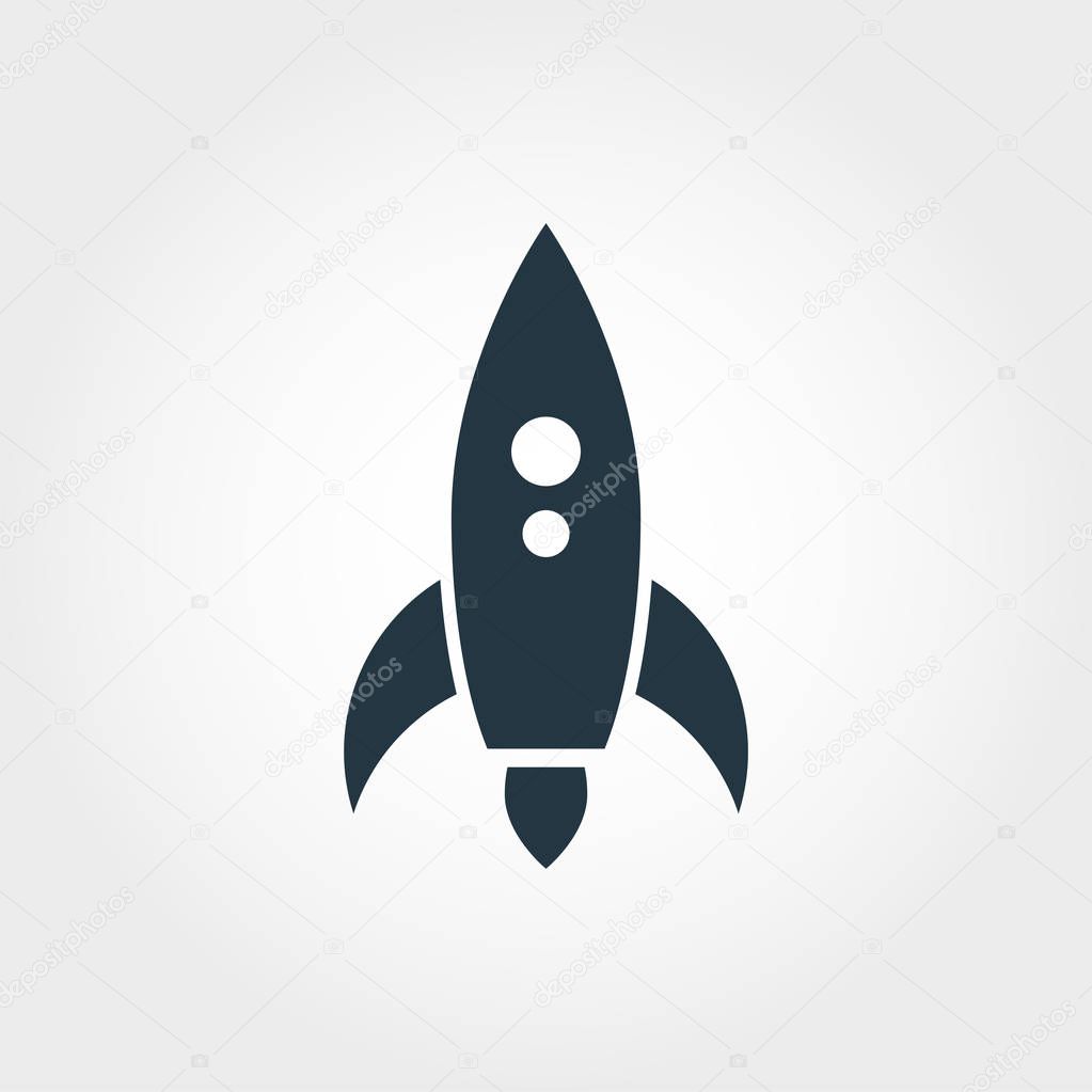 Rocket icon. Simple element illustration. Rocket pixel perfect icon design from transport collection. Using for web design, apps, software, print.