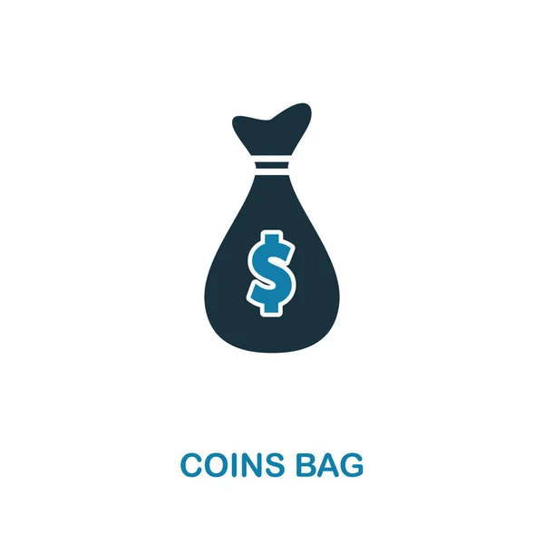 Mince tašku. Jednoduchý prvek obrázku. Mince Bag pixel perfect ikonu design z kolekce peníze. Použití pro webdesign, aplikace, software, tisk. — Stockový vektor