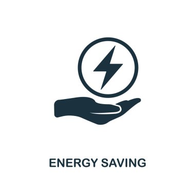 Enerji tasarrufu simgesi. Tek renkli stil tasarım güç ve enerji simgesi koleksiyonundan. UI. Piksel mükemmel basit piktogram tasarruflu simgesi. Web Tasarım, apps, yazılım, yazdırma kullanımı.