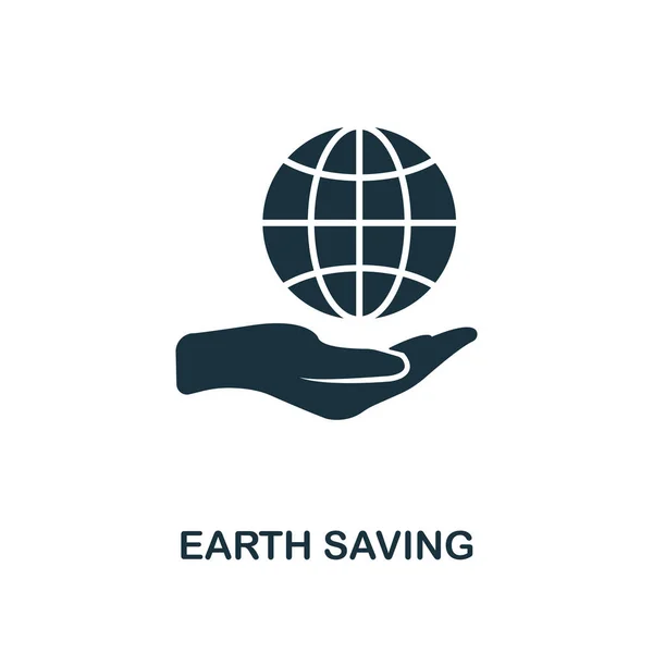 Earth Saving icon. Monochrome style design from power and energy icon collection. UI. Pixel perfect simple pictogram earth saving icon. Web design, apps, software, print usage. — Stock Photo, Image