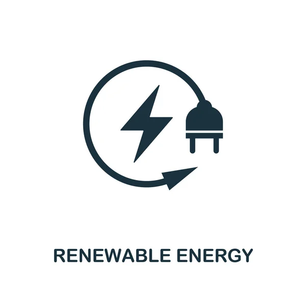 可再生能源图标。单色风格设计从电源和能源图标收集。威尔像素完美简单的象形文字可再生能源图标。网页设计、应用、软件、打印使用. — 图库照片