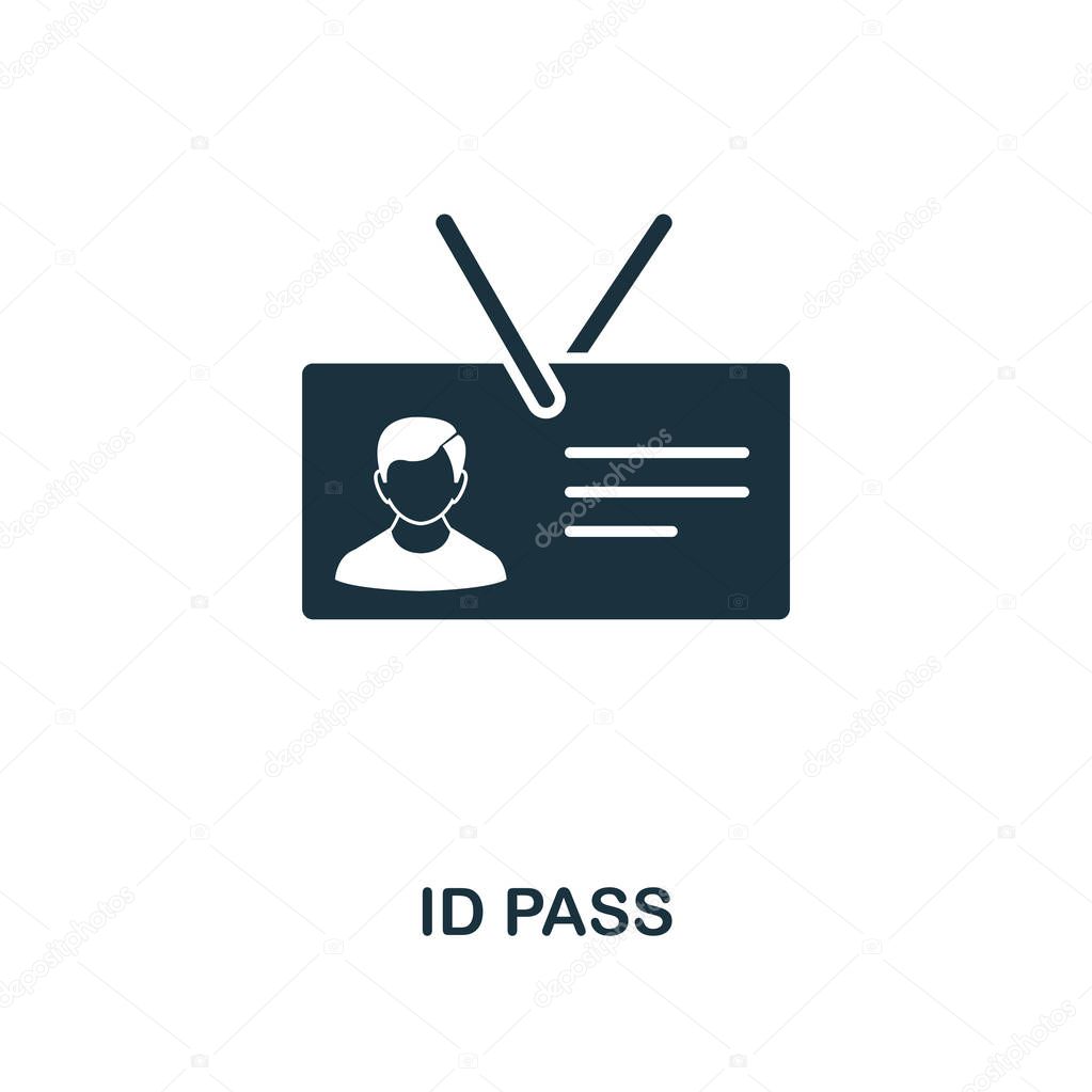 Id Pass icon. Monochrome style design from internet security icon collection. UI. Pixel perfect simple pictogram id pass icon. Web design, apps, software, print usage.