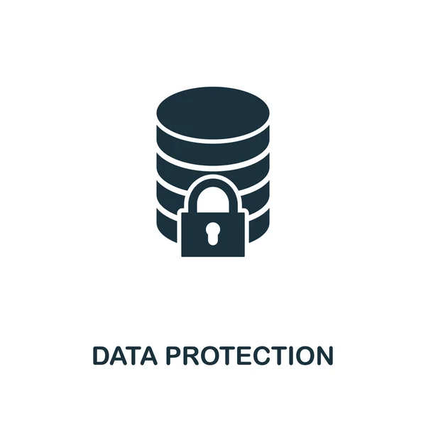 Icono de protección de datos. Diseño de estilo monocromático de la colección de iconos de seguridad de Internet. Interfaz. Pixel perfecto pictograma simple icono de protección de datos. Diseño web, aplicaciones, software, uso de impresión . — Vector de stock