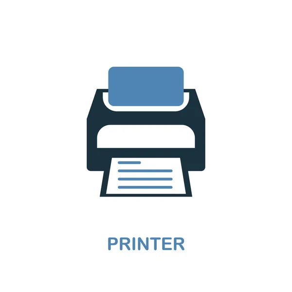 Icona della stampante in due colori. Simbolo semplice dell'elemento. Design dell'icona della stampante dalla collezione di computer. Perfetto per web design, applicazioni, software, stampa . — Foto Stock