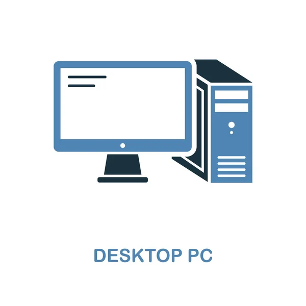 Desktop Pc-ikonen i två färger. Enkelt element symbol. Stationär Pc icon design från datorsamling. Perfekt för webbdesign, appar, programvara, skriva ut. — Stock vektor