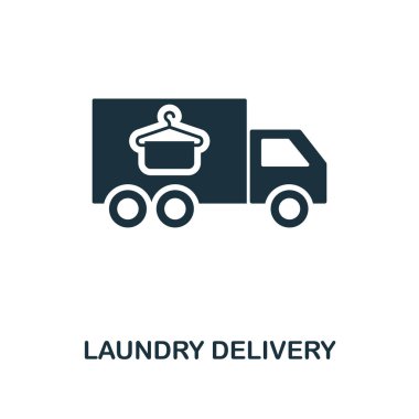 Çamaşırhane teslim simgesi. Çizgi stili simgesi Tasarım Icon collection temizlik From. UI. Çamaşırhane teslim simgesi Illustration. Beyaz izole piktogram. Web tasarımında kullanıma hazır, apps, yazılım, yazdırma.