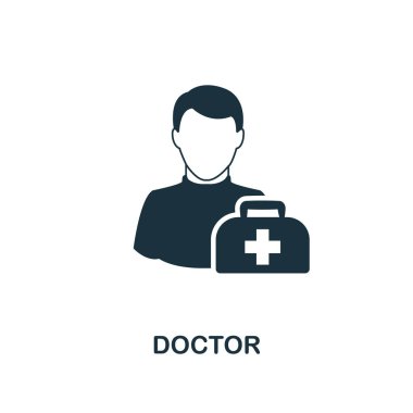 Doktor simgesi. Tek renkli stil tasarım meslekler simgesi koleksiyonundan. UI. Piksel mükemmel basit piktogram doktor simgesi. Web Tasarım, apps, yazılım, yazdırma kullanımı.