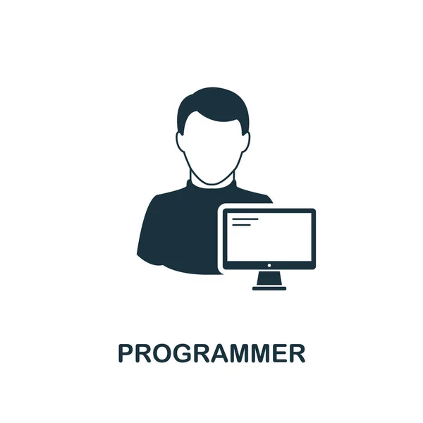 Ikona programista. Monochromatycznym stylu z zawodów ikonę kolekcji. Interfejsu użytkownika. Pixel perfect piktogram proste programista ikona. Web design, aplikacje, oprogramowanie, wydruków. — Zdjęcie stockowe