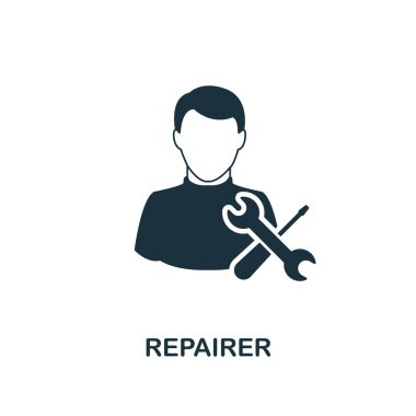 Repairer simgesi. Tek renkli stil tasarım meslekler simgesi koleksiyonundan. UI. Piksel mükemmel basit piktogram repairer simgesi. Web Tasarım, apps, yazılım, yazdırma kullanımı.