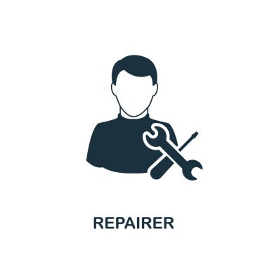 Repairer icon. Monochrome style design from professions icon collection. UI. Pixel perfect simple pictogram repairer icon. Web design, apps, software, print usage. clipart