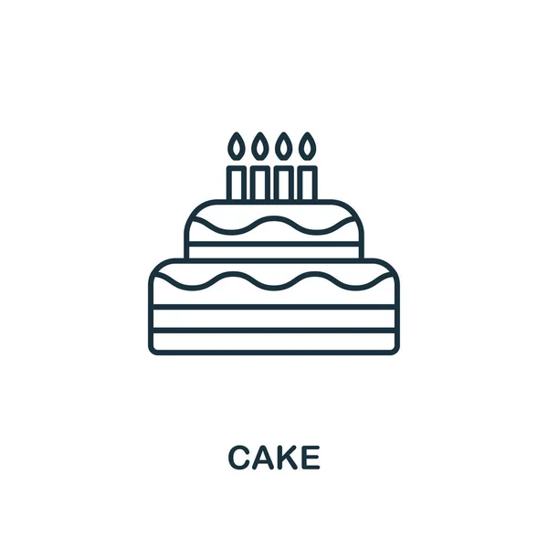 Icono de contorno de torta. Ilustración de elementos simples. Diseño de símbolo de icono de pastel de la colección de contorno de icono del partido. Perfecto para diseño web, aplicaciones, software, impresión . — Foto de Stock