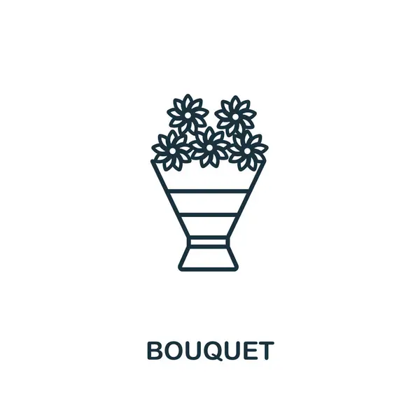 Bouquet outline icon. Simple element illustration. Bouquet icon symbol design from party icon outline collection. Perfect for web design, apps, software, print. — Stock Vector