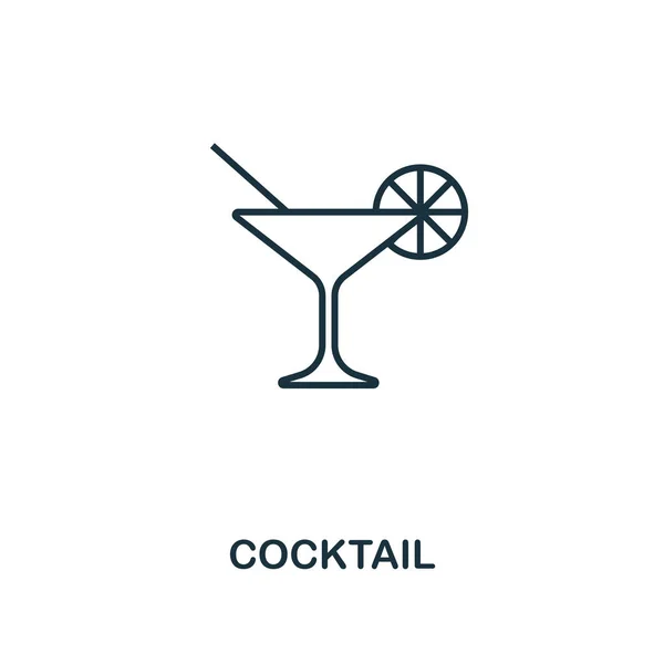 Icône de contour cocktail. Illustration d'élément simple. Cocktail icône symbole design de la partie icône aperçu collection. Parfait pour la conception web, applications, logiciels, impression . — Image vectorielle