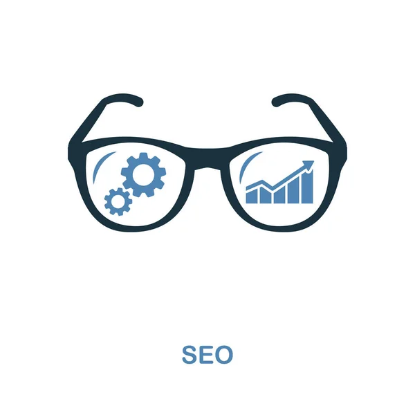 Icona di Seo Research. Illustrazione semplice elemento in 2 colori di design. Seo segno icona di ricerca dalla collezione seo. Perfetto per web design, applicazioni, software, stampa . — Vettoriale Stock