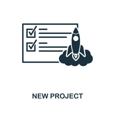 Yeni proje simgesi. Tek renkli stil tasarım yönetimi Icon Collection. UI. Piksel mükemmel basit piktogram yeni proje simgesi. Web Tasarım, apps, yazılım, yazdırma kullanımı.
