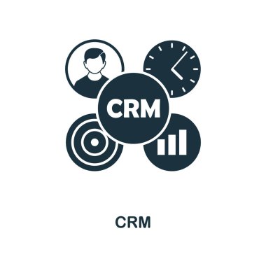 CRM simgesi. Tek renkli stil tasarım yönetimi Icon Collection. UI. Piksel mükemmel basit piktogram crm simgesi. Web Tasarım, apps, yazılım, yazdırma kullanımı.