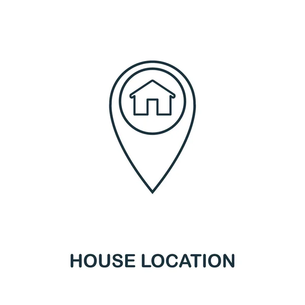 House Location icon. Simple element illustration. House Location outline icon design from real estate collection. Web design, apps, software, print usage. — Stock Photo, Image