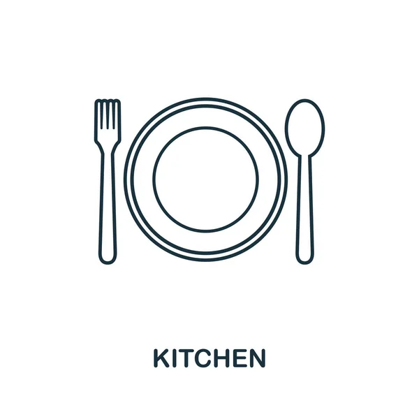 厨房图标。简单的元素插图。厨房轮廓图标设计从房地产收藏。网页设计、应用、软件、打印使用. — 图库照片
