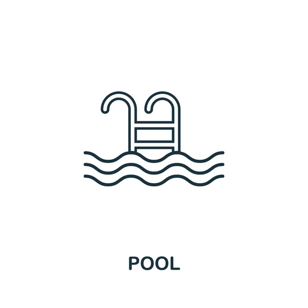 Pool icon. Simple element illustration. Pool outline icon design from real estate collection. Web design, apps, software, print usage.