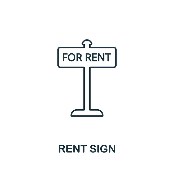 Rent Sign icon. Simple element illustration. Rent Sign outline icon design from real estate collection. Web design, apps, software, print usage. — Stock Vector