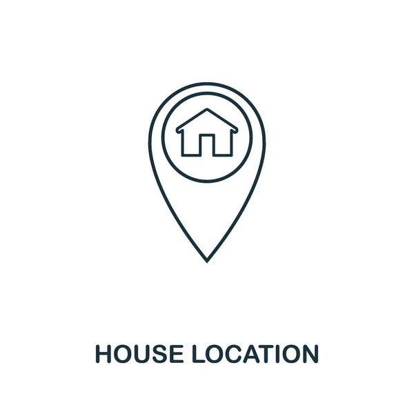 家の場所のアイコン。単純な要素の図。家の場所不動産コレクションからアウトラインのアイコンのデザイン。Web デザイン、アプリケーション、ソフトウェア、印刷使用. — ストックベクタ