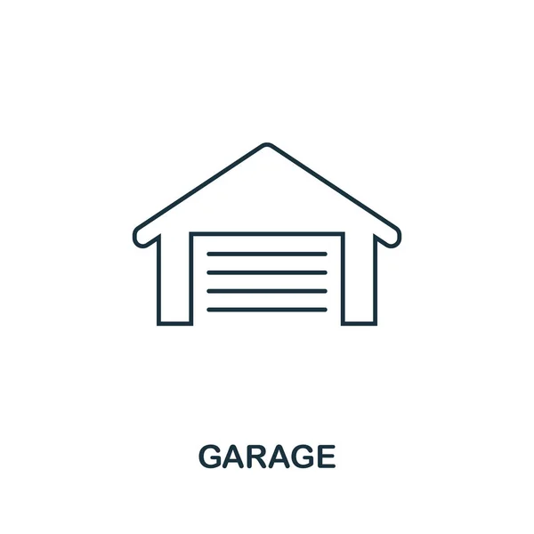 Garage icon. Simple element illustration. Garage outline icon design from real estate collection. Web design, apps, software, print usage. — Stock Vector