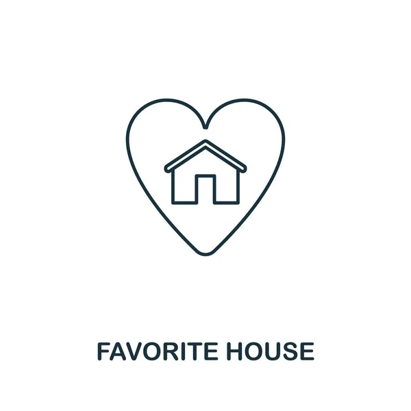 Favorite House icon. Simple element illustration. Favorite House outline icon design from real estate collection. Web design, apps, software, print usage. — Stock Vector