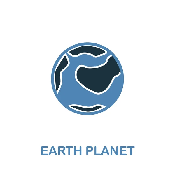 Planeta Ziemia ikona 2 kolor. Piksel doskonały piktogram proste ziemi planeta ikona z miejsca ikony kolekcji. Interfejsu użytkownika. Web design, aplikacje, oprogramowanie, wydruków. — Wektor stockowy