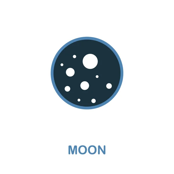 Icono de luna en diseño de 2 colores. Pixel icono de la luna pictograma simple perfecto de la colección de iconos del espacio. Interfaz. Diseño web, aplicaciones, software, uso de impresión . — Vector de stock