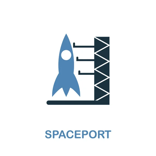 Spaceport icon in 2 color design. Pixel perfect simple pictogram spaceport icon from space icon collection. UI. Web design, apps, software, print usage. — Stock Vector