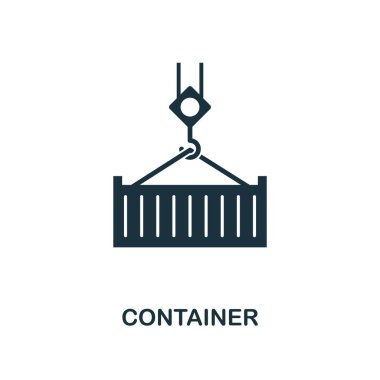 Konteyner simgesi. Tek renkli stil tasarım lojistik teslimat simgesi koleksiyonundan. UI. Piksel mükemmel basit piktogram konteyner simgesi. Web Tasarım, apps, yazılım, yazdırma kullanımı.