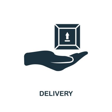 Teslimat simgesi. Tek renkli stil tasarım lojistik teslimat simgesi koleksiyonundan. UI. Piksel mükemmel basit piktogram teslim simgesi. Web Tasarım, apps, yazılım, yazdırma kullanımı.