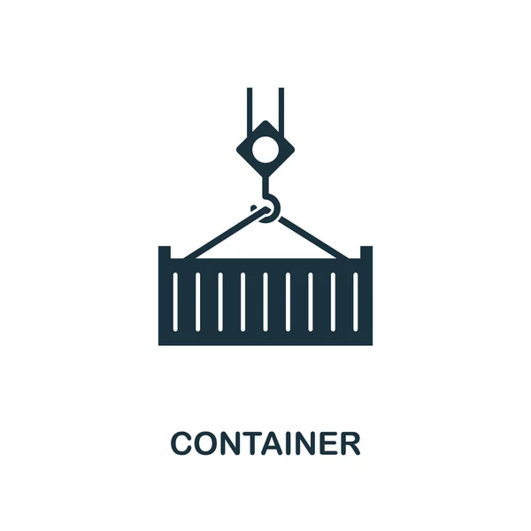 Het pictogram van de container. Zwart-wit stijl ontwerp van logistiek levering icoon collectie. UI. Pixel perfect eenvoudige pictogram container pictogram. Web design, apps, software, print gebruik. — Stockfoto