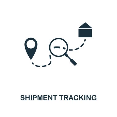Sevkiyat izleme simgesi. Tek renkli stil tasarım lojistik teslimat simgesi koleksiyonundan. UI. Piksel mükemmel basit piktogram sevkiyat izleme simgesi. Web Tasarım, apps, yazılım, yazdırma kullanımı.