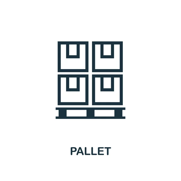 Pallet pictogram. Zwart-wit stijl ontwerp van logistiek levering icoon collectie. UI. Pixel perfect eenvoudige pictogram pallet pictogram. Web design, apps, software, print gebruik. — Stockvector