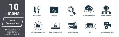 Sigorta Icons set. Premium Kalite simgesi derleme. Web geliştirme simgesi basit öðeler ayarlayın. Web tasarımında kullanıma hazır, apps, yazılım, yazdırma.