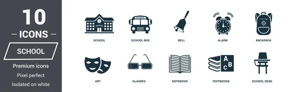 Skolan ikoner set. Premium kvalitet symbol samling. Skolan Ikonuppsättning enkla element. Redo att använda i webbdesign, appar, programvara, skriva ut. — Stock vektor
