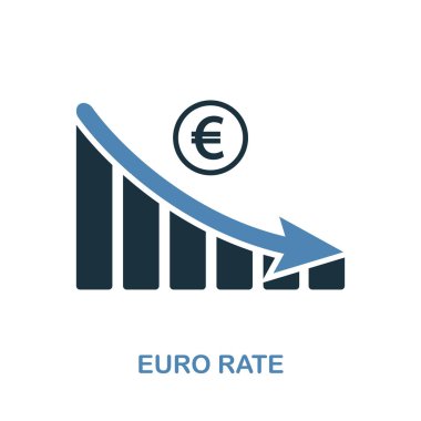 Euro oranı azaltmak grafik simge. Tek renkli stil tasarım diyagram simgesi koleksiyonundan. UI. Piksel mükemmel basit piktogram euro oranını düşürmek grafik simge. Web Tasarım, apps, yazılım, yazdırma kullanımı.