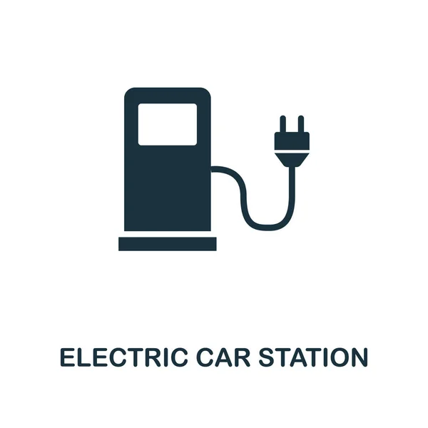 Electric Car Station icon. Monochrome style design from city elements collection. UI. Pixel perfect simple pictogram electric car station icon. Web design, apps, software, print usage.